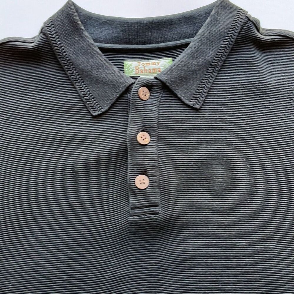 Tommy Bahama Silk/Cotton Resort Black Polo Mens XL